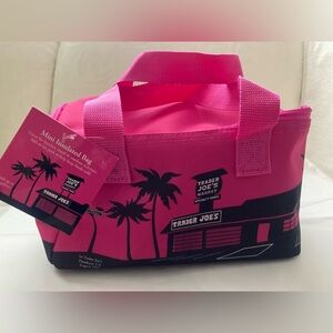 NWT Trader Joe's Limited Edition Pink Mini Insulated canvas cooler lunch tote